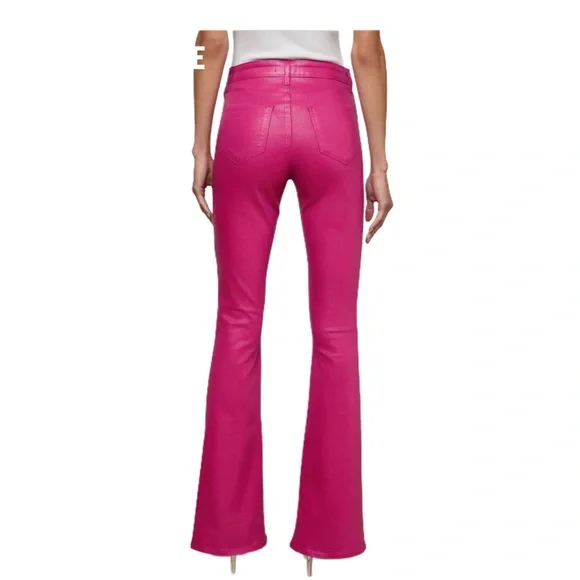 L'AGENCE Sexy Marty High Rise Flare Coated Jeans | Fuchsia Pink 24 NWOT Hot! - Picture 2 of 9